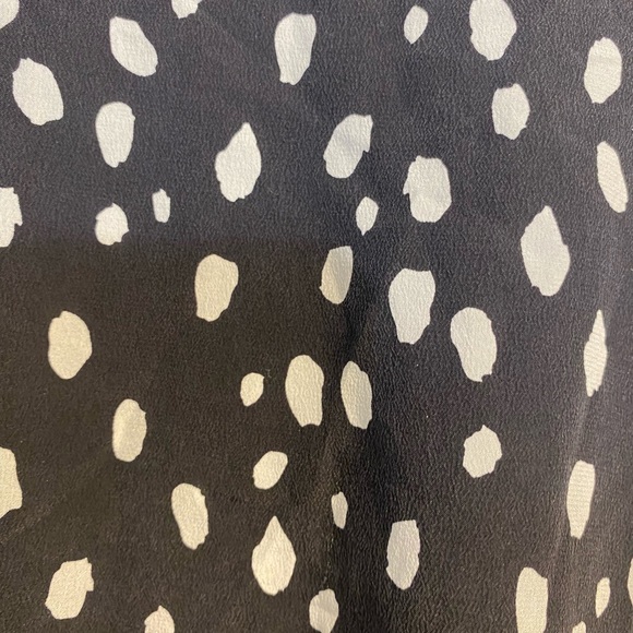 Amour Vert Womens Cindra 100% Silk Midi Dress BLACK & WHITE Dotted Cap Sleeves - Picture 6 of 10